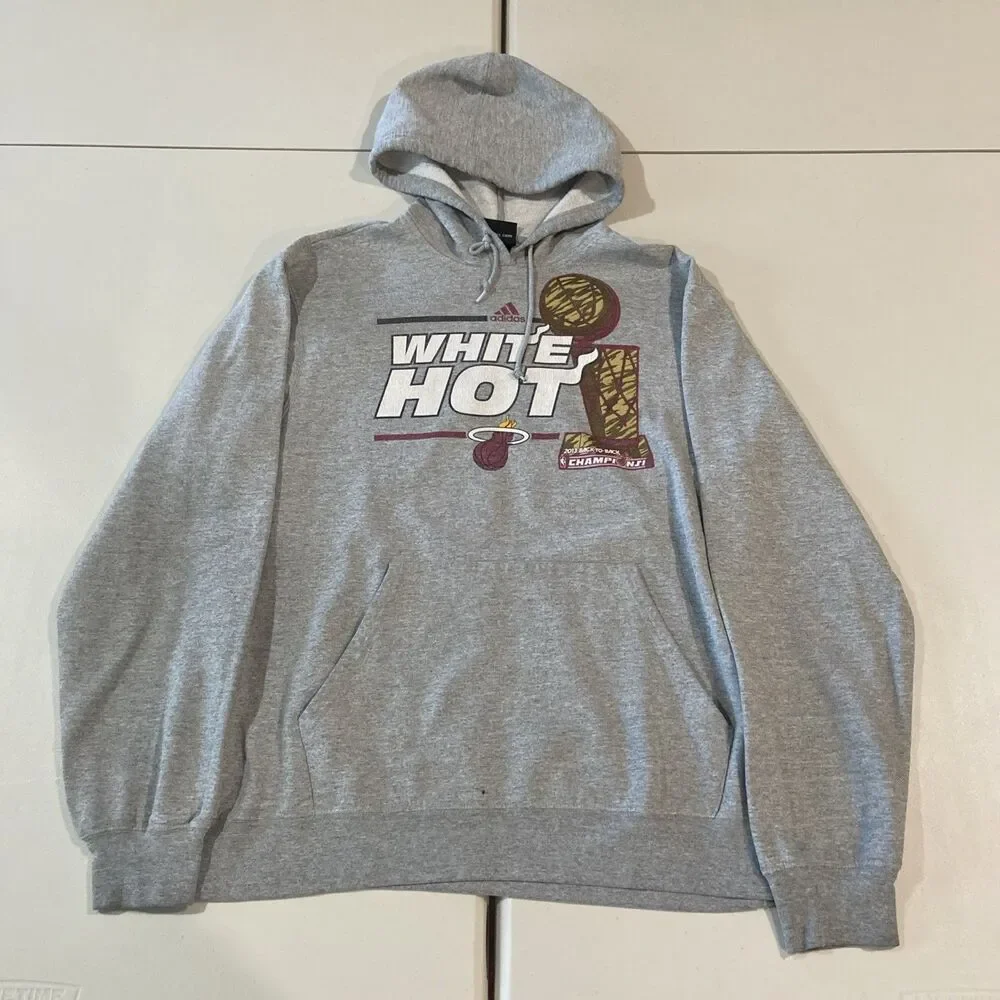 Adidas Miami Heat Pullover Hoodie Sweatshirt 2013 M Back to Back Champions L?